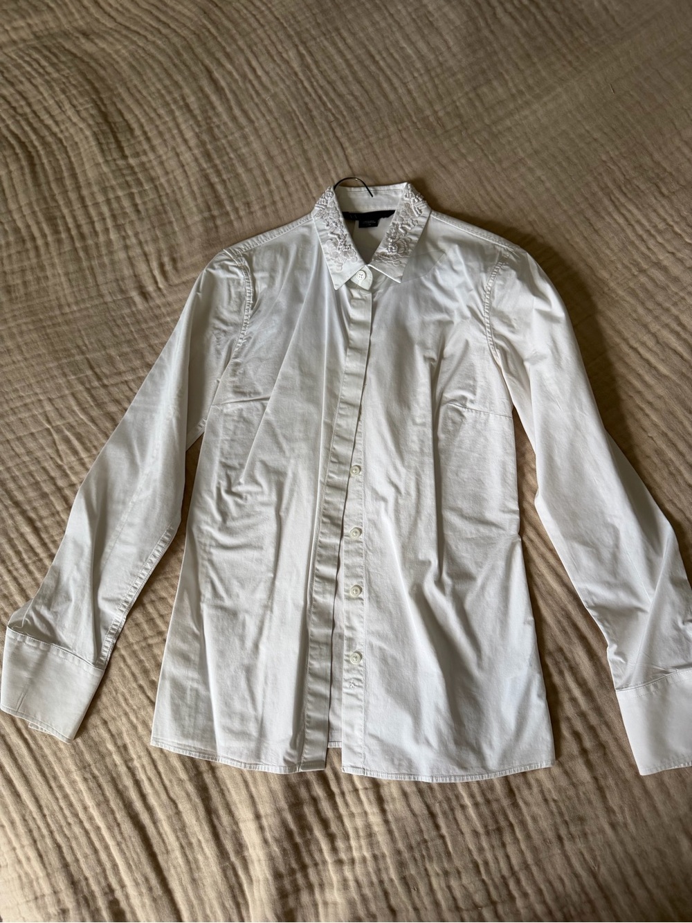 Armani Exchange White Button-Down Shirt with Embroidered Collar Sz XS